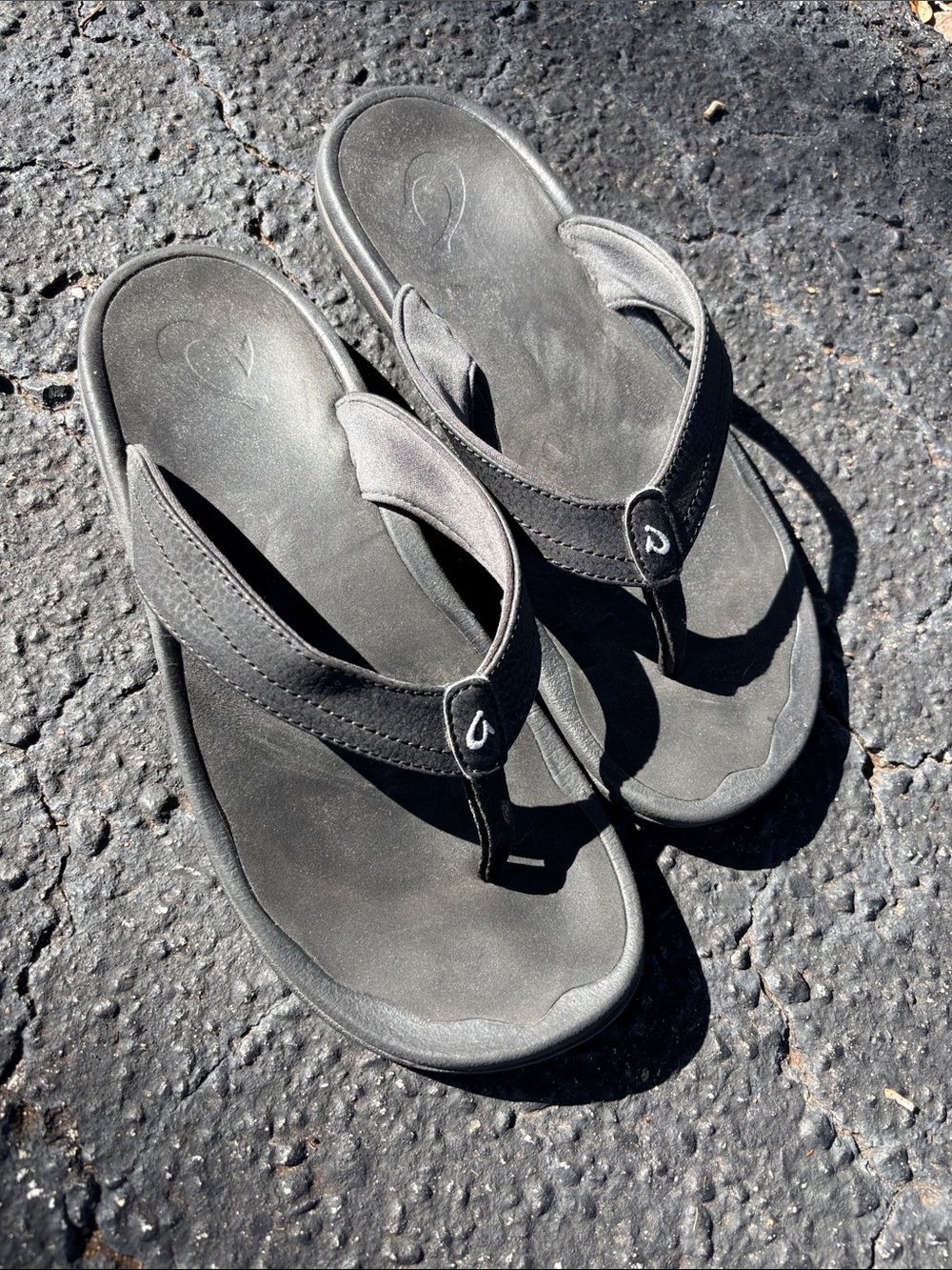 Black Flip Flop Sandals with Subtle Logo